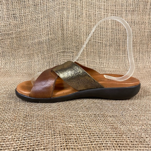 Gentle Souls Sandals Wedge Slip on Brown Gold Size 6M - Picture 6 of 11